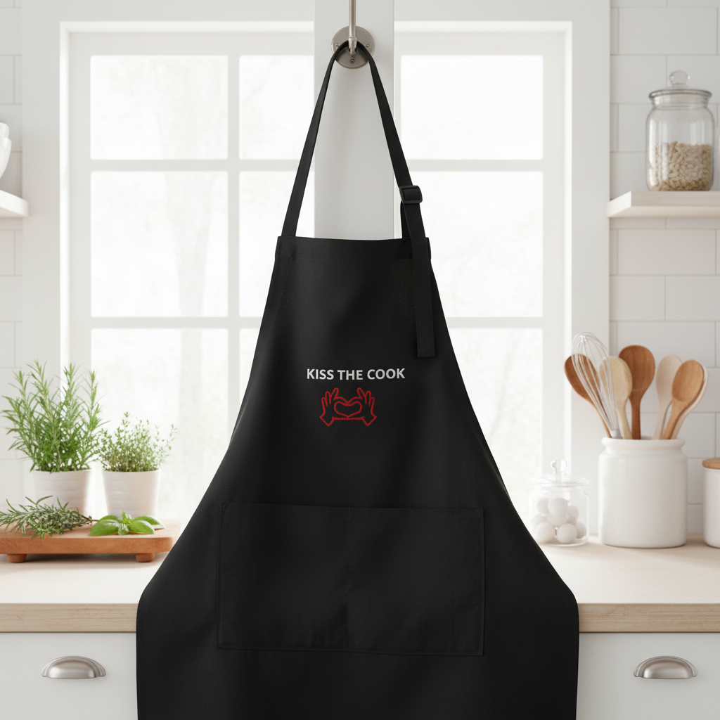 Kiss the Cook apron - kitchen hook